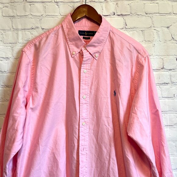 Polo Ralph Lauren Shirt Men’s XL Pink Chambray Classic Fit Pony Oxford - Picture 2 of 12